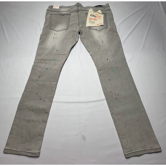 NWT KNRD Kindred Men's Paint Splatter Modern Slim Fit Gray Jeans - Size 42x32 - Picture 2 of 8